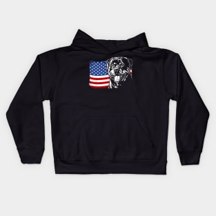 Proud Rottweiler American Flag patriotic Rottie dog Kids Hoodie